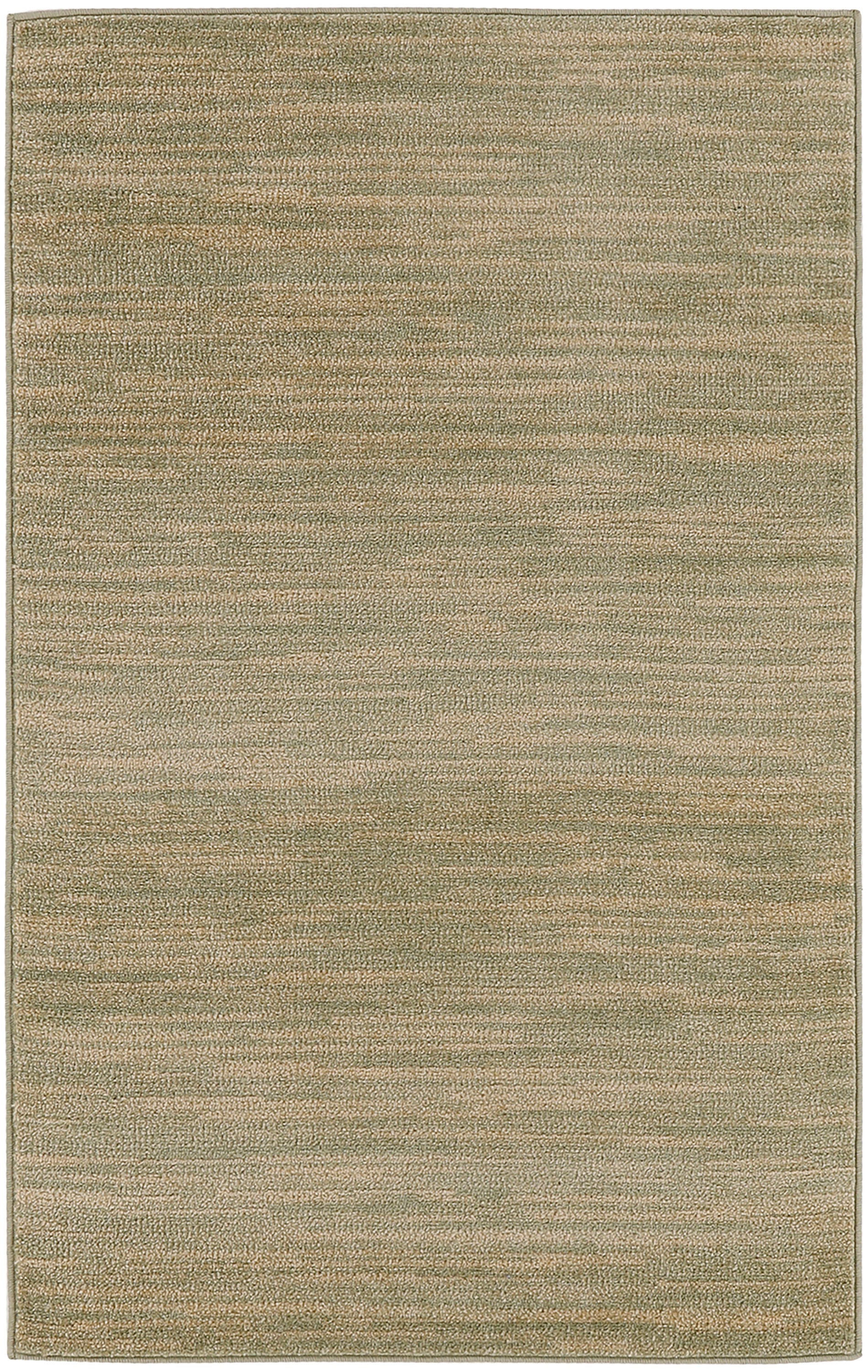 Neutral beige rectangular outdoor rug with subtle marled texture and low-pile flat-weave in greige tones; 3' x 5'.