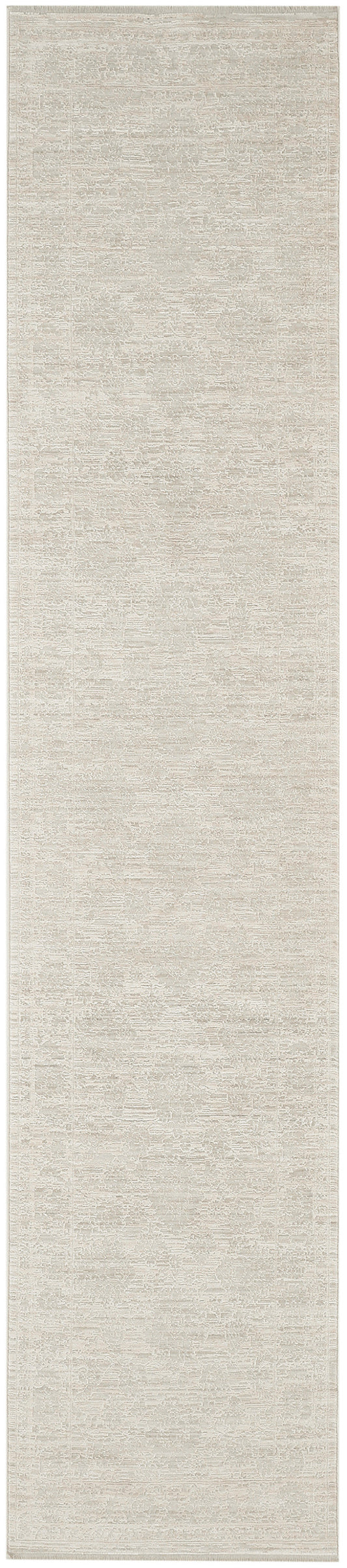 Neutral beige distressed-pattern runner rug with soft woven texture, long narrow rectangle for hallways.