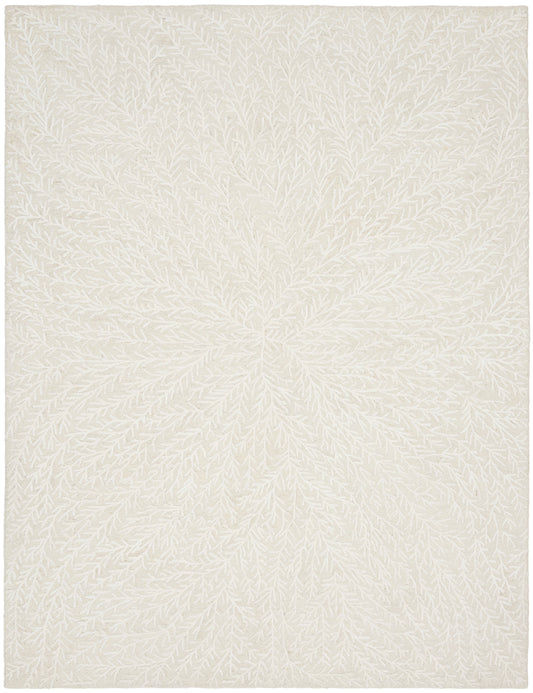 Cream rectangular rug with an all-over white dendritic branch pattern radiating from the center.
