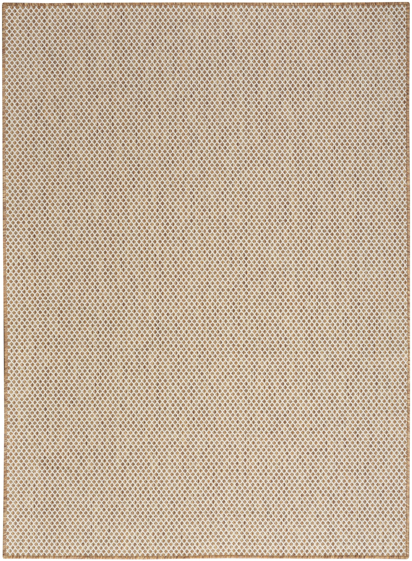 Beige rug with a subtle diamond-pattern weave; neutral woven texture.