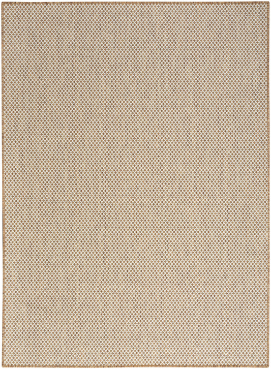 Beige rug with a subtle diamond-pattern weave; neutral woven texture.