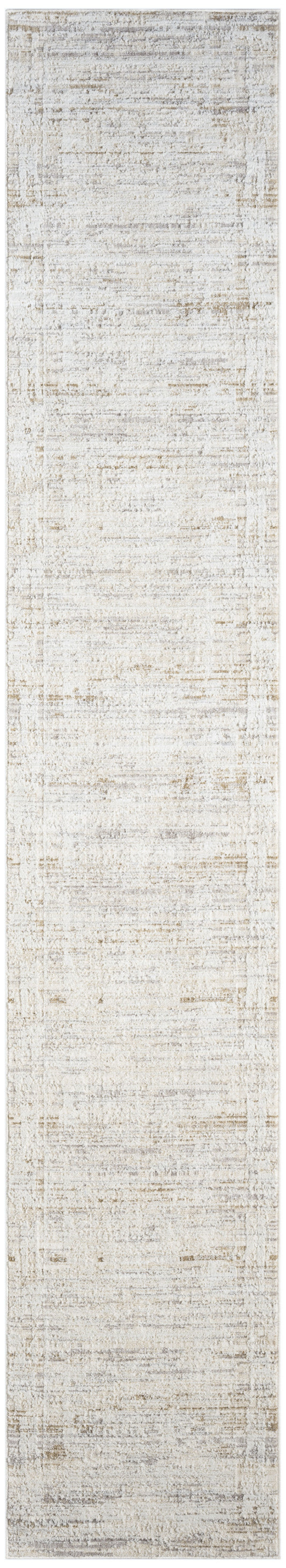 Neutral beige cream distressed pattern runner rug & soft vintage look