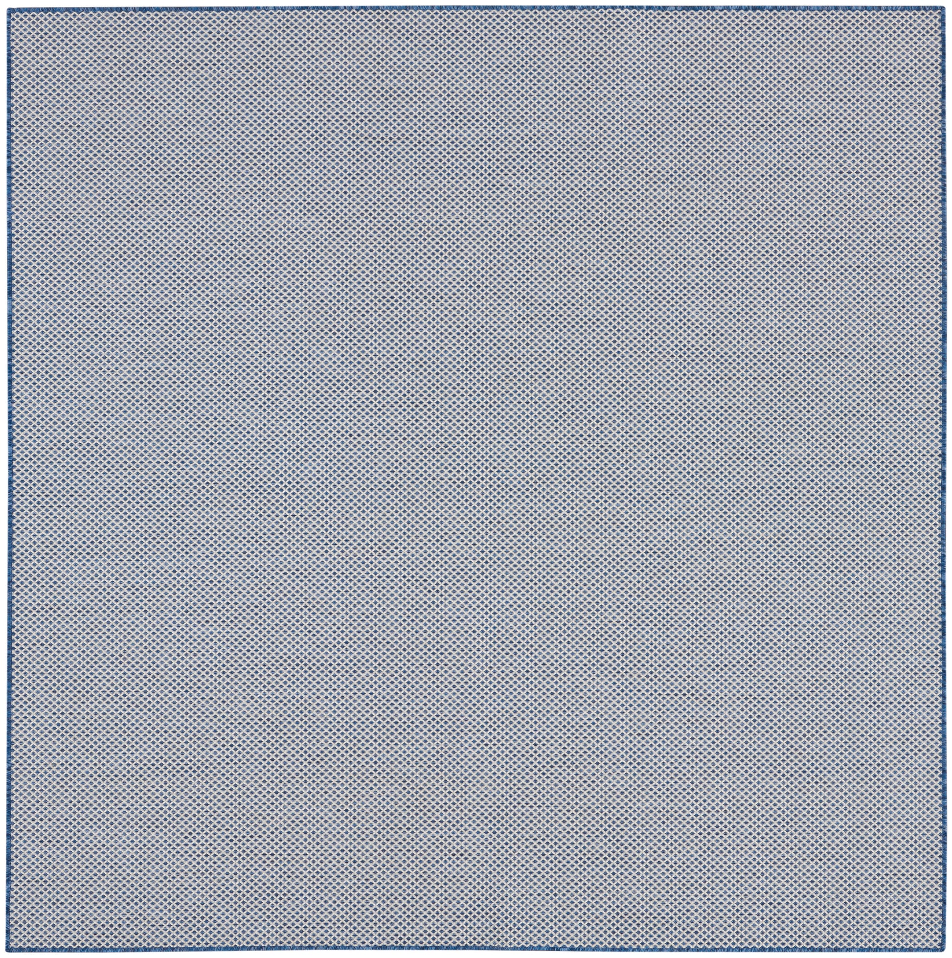 Light gray fabric texture with tiny navy blue dots and a thin blue border.