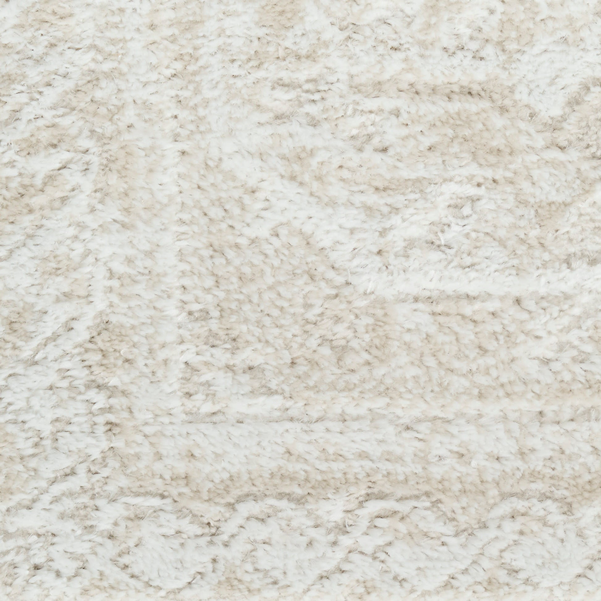 Rectangular beige shag rug with ultra-plush fluffy pile for a cozy living room floor.