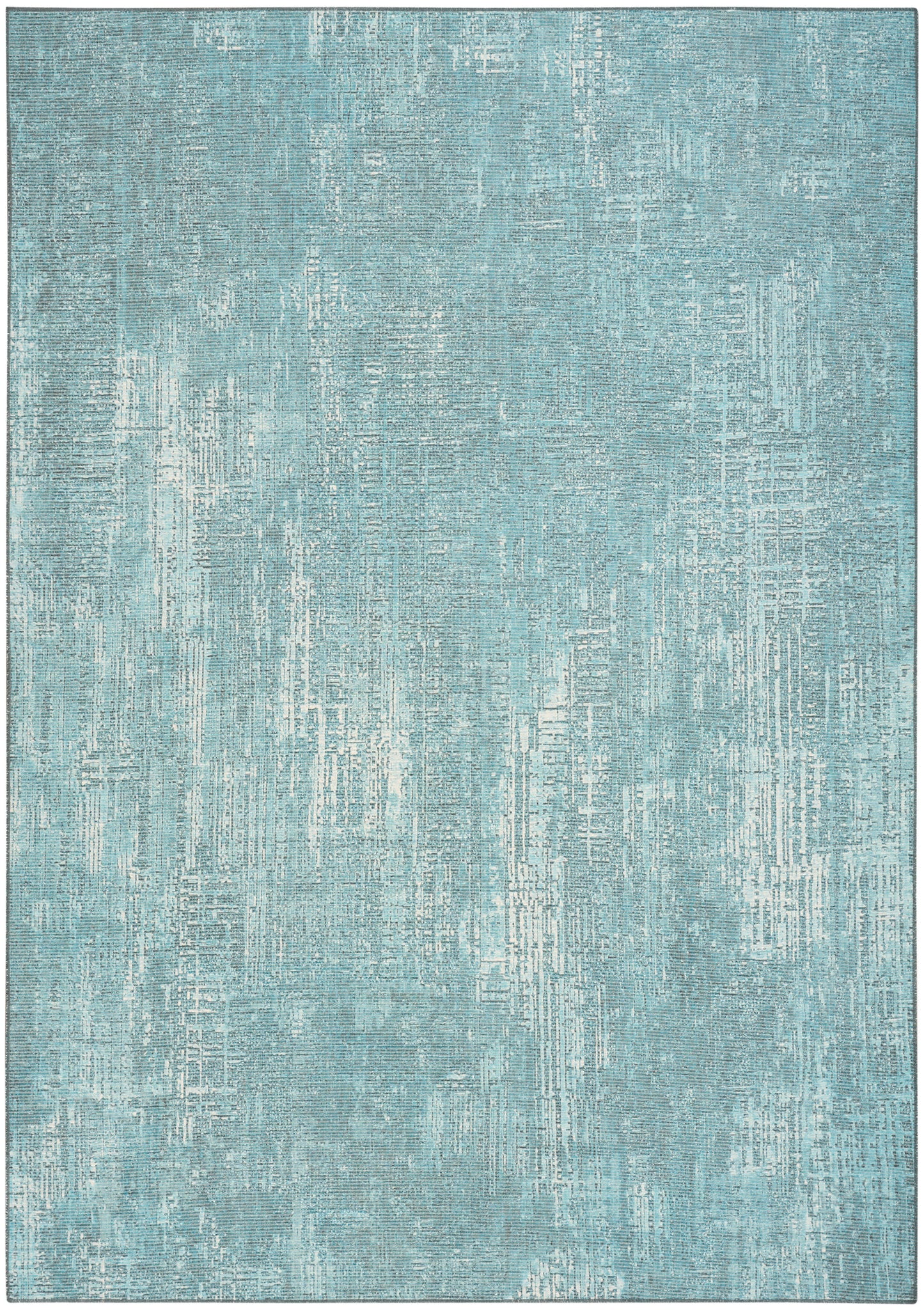 Blue distressed area rug with abstract pale-white streaks; rectangular, soft contemporary design.