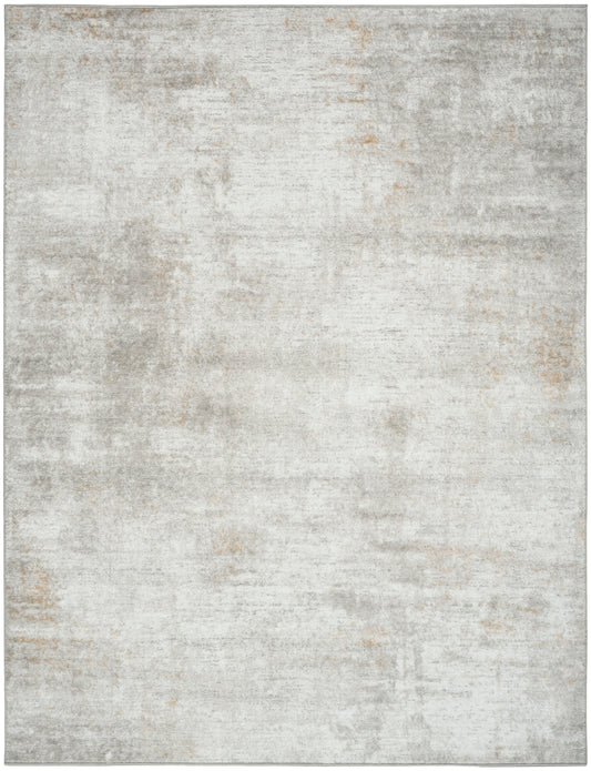 Rectangular neutral area rug, 5' x 7', with a soft gray and beige distressed abstract pattern.
