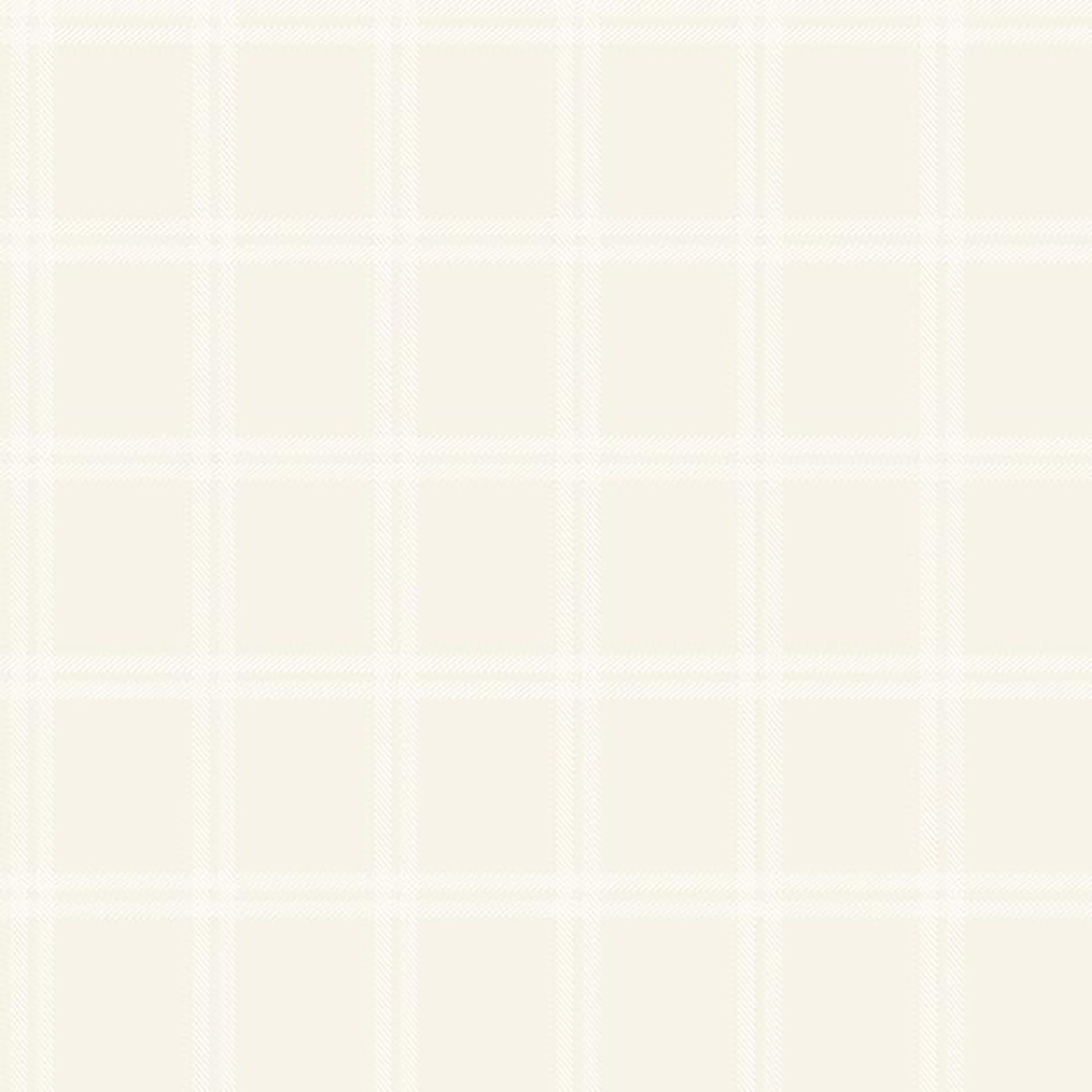Beige wallpaper swatch with cream lines in a classic plaid/check pattern; non-woven wallpaper.
