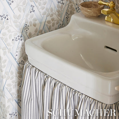 SCHUMACHER  NEW TRADITIONAL WELLFLEET TICKING STRIPE PATTERN WOVEN PATTERN WOVEN BLACK   - 60077