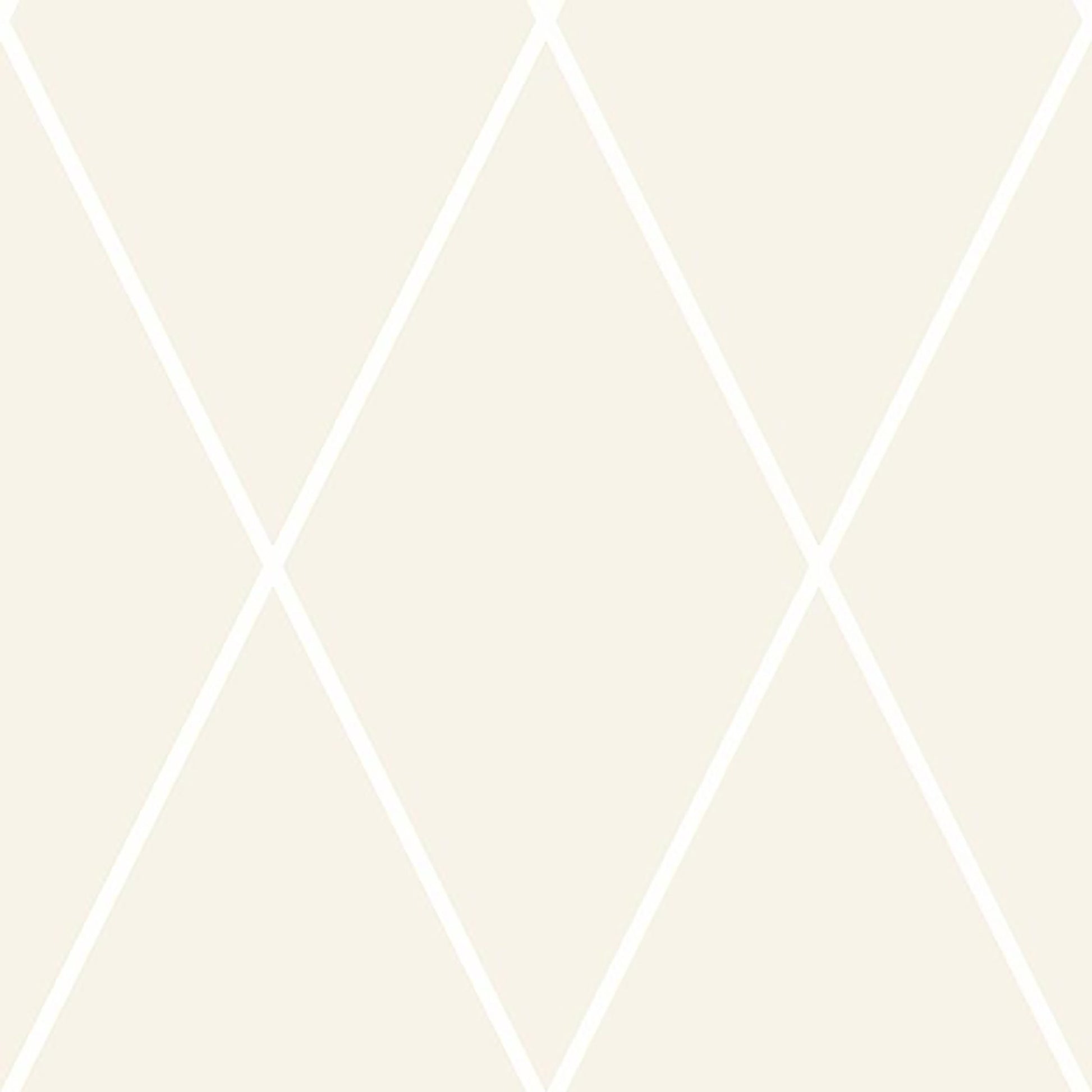 Beige wallpaper featuring a white diagonal diamond lattice pattern.
