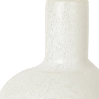 12" White Mottled Handblown Glass Table Vase