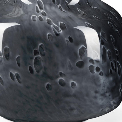 9" Black Mottled Round Glass Table Vase