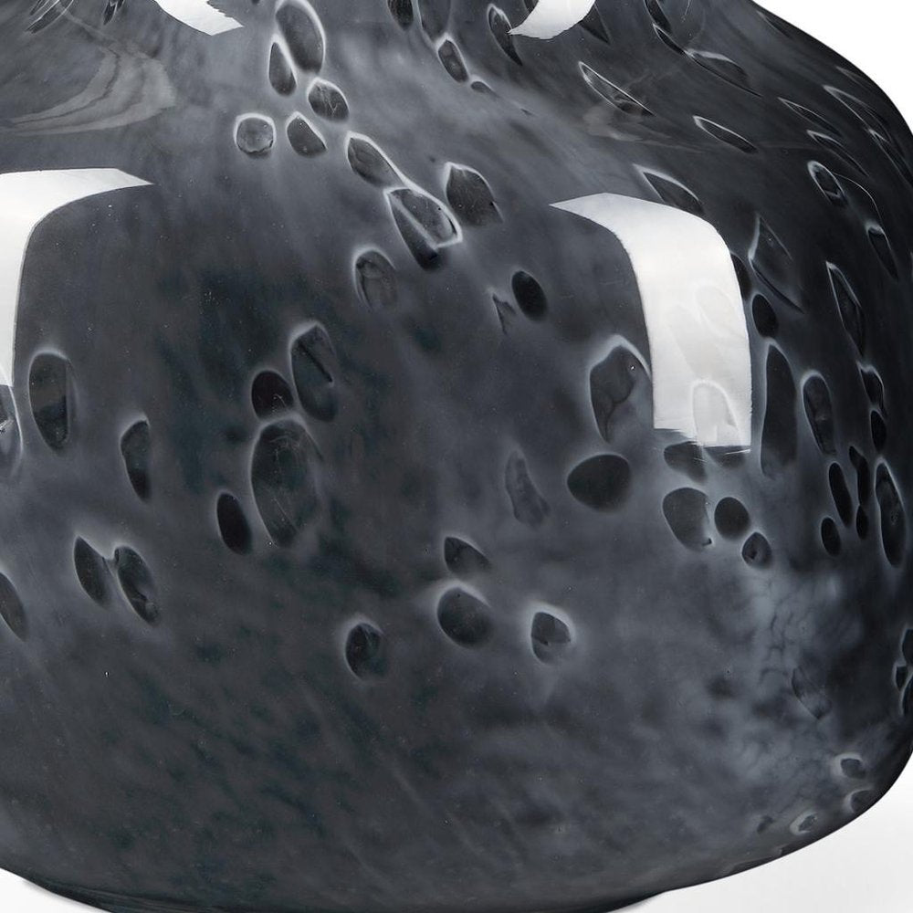 9" Black Mottled Round Glass Table Vase