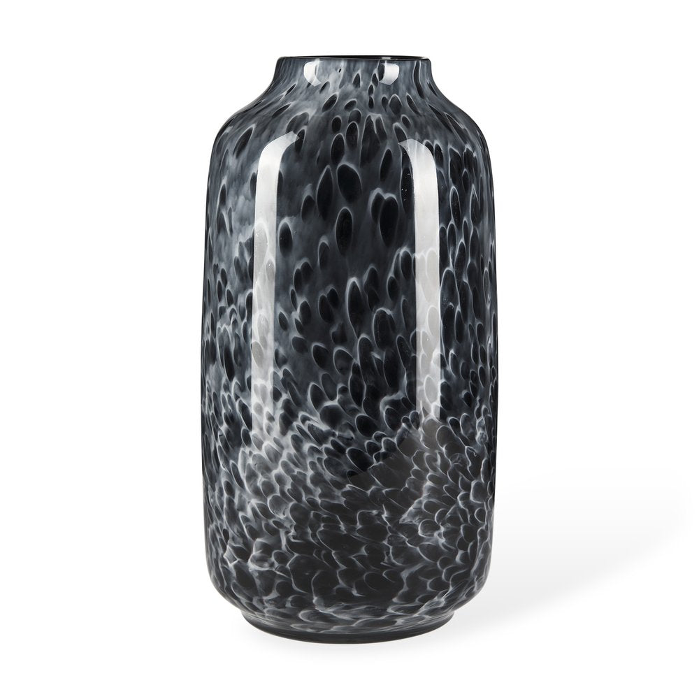 15" Black Mottled Cylinder Glass Table Vase