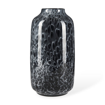 15" Black Mottled Cylinder Glass Table Vase