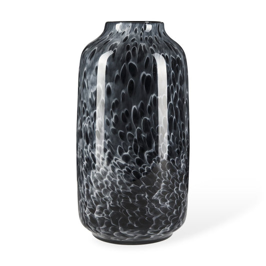 15" Black Mottled Cylinder Glass Table Vase