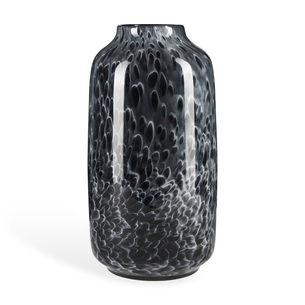 15" Black Mottled Cylinder Glass Table Vase