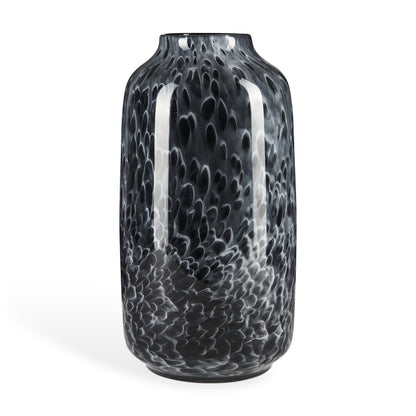 15" Black Mottled Cylinder Glass Table Vase