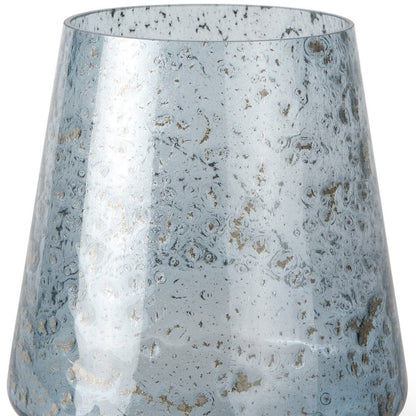 9" Blue Round Seeded Glass Table Vase