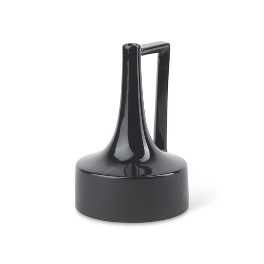 10" Black Ceramic Jug Vase