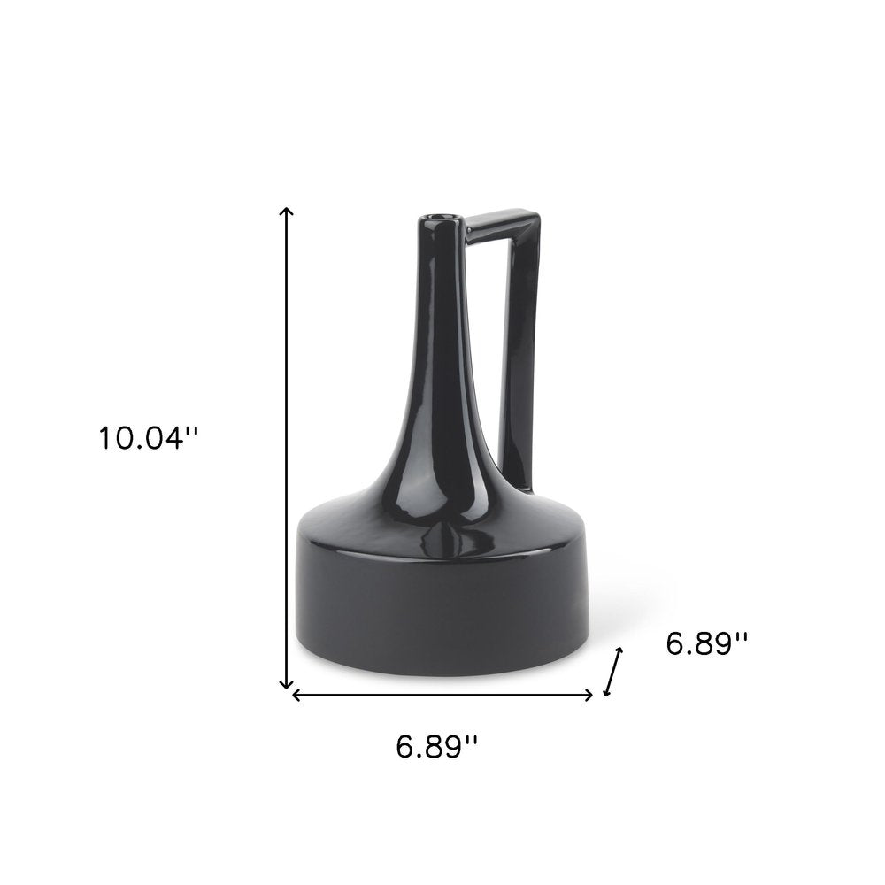 10" Black Ceramic Jug Vase