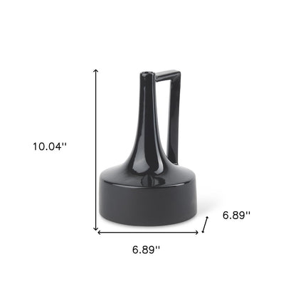 10" Black Ceramic Jug Vase