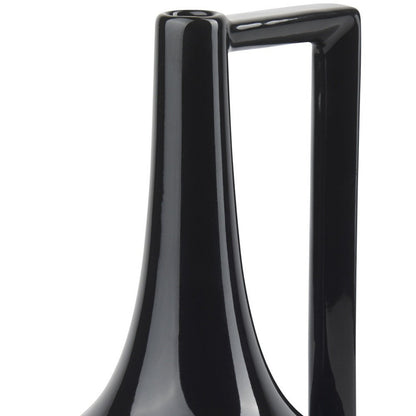 12" Black Ceramic Jug Vase