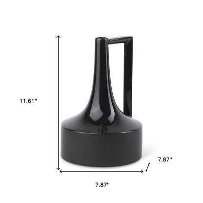 12" Black Ceramic Jug Vase
