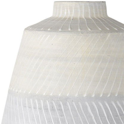 17" Cream And Gray Geometric Ceramic Table Vase