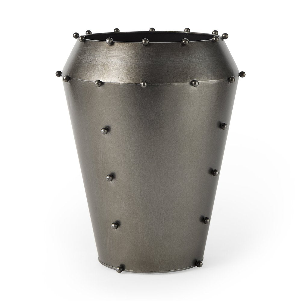 12" Gray Metal Table Vase