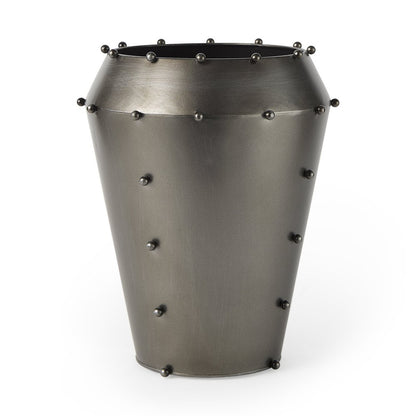 12" Gray Metal Table Vase