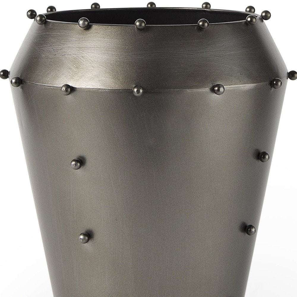 12" Gray Metal Table Vase