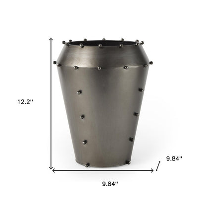 12" Gray Metal Table Vase