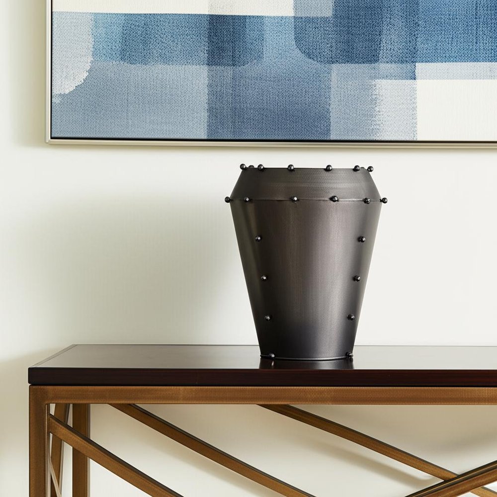 12" Gray Metal Table Vase