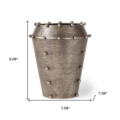 9" Silver Metal Table Vase