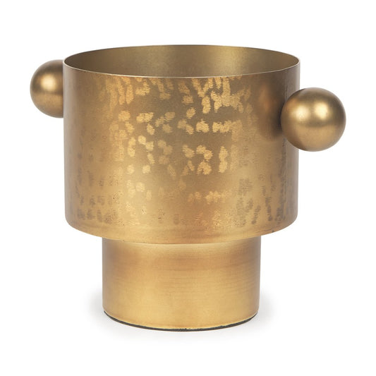 7" Gold Cast Iron Round Table Vase