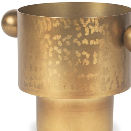 7" Gold Cast Iron Round Table Vase