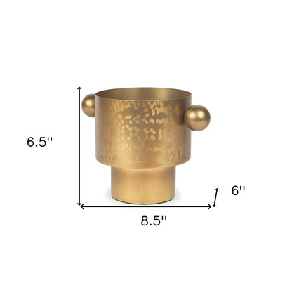 7" Gold Cast Iron Round Table Vase