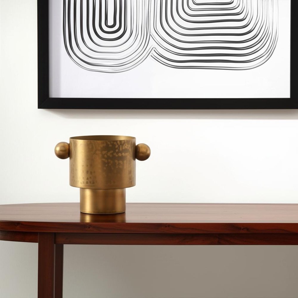 7" Gold Cast Iron Round Table Vase