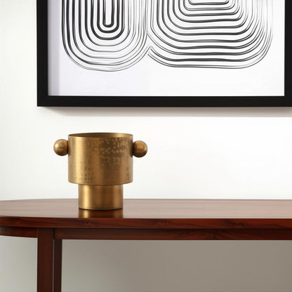 7" Gold Cast Iron Round Table Vase