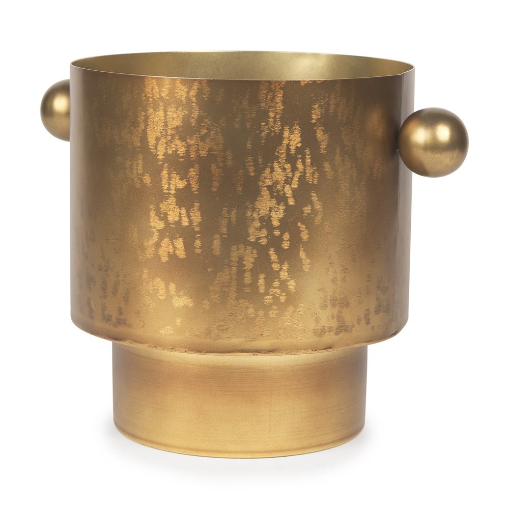 9" Gold Cast Iron Round Table Vase
