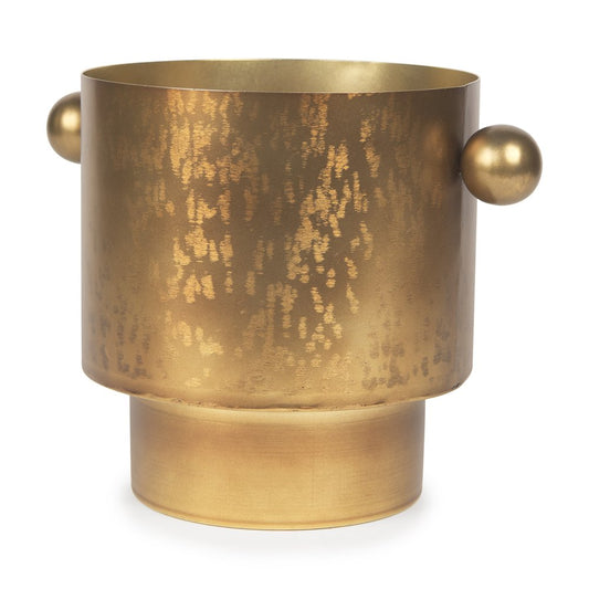 9" Gold Cast Iron Round Table Vase