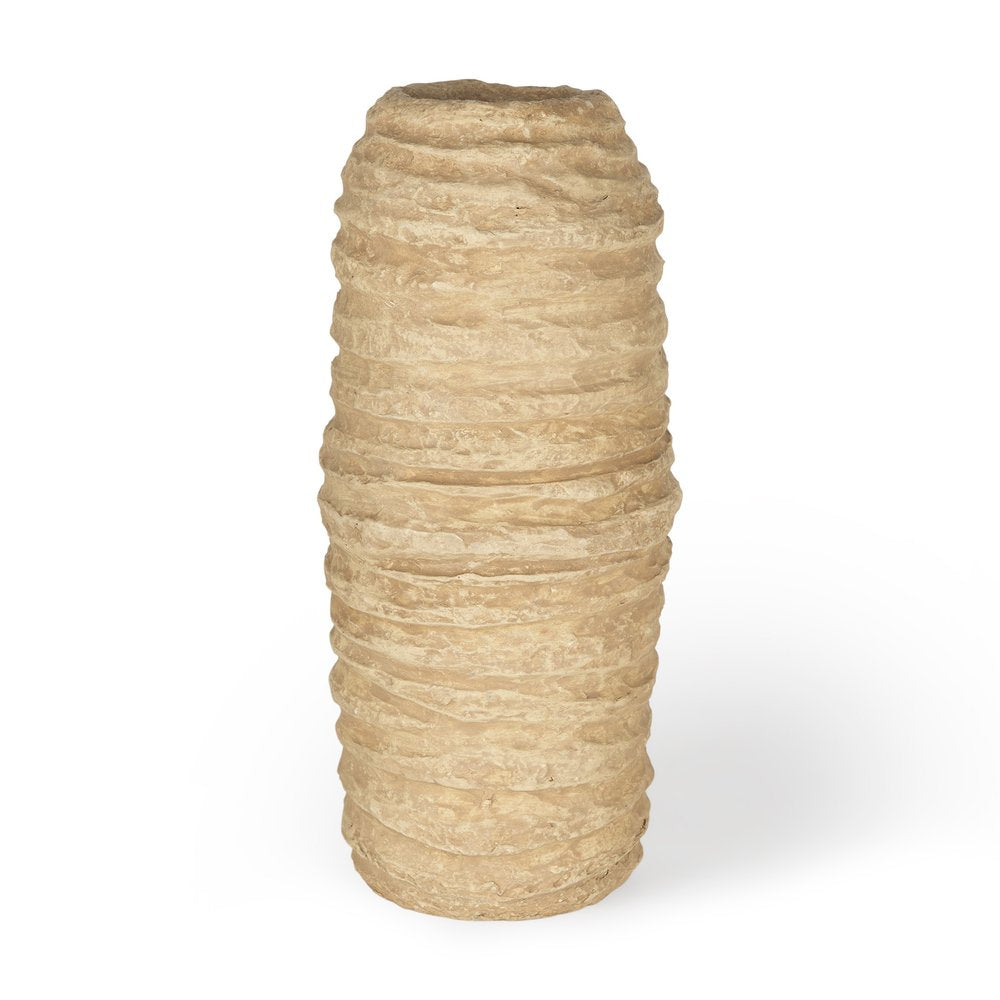 18" Beige Paper Mache Table Vase