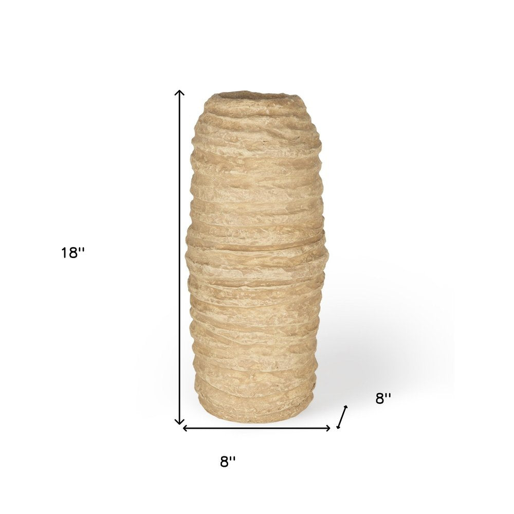 18" Beige Paper Mache Table Vase