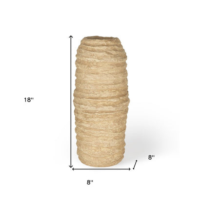18" Beige Paper Mache Table Vase