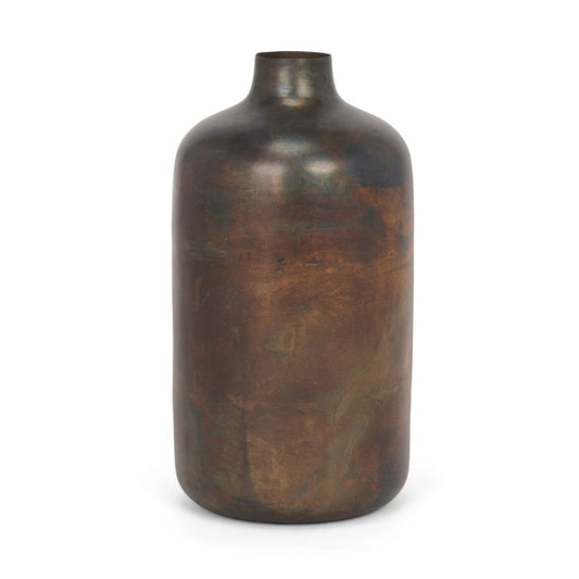 12" Gold Cylinder Metal Table Vase