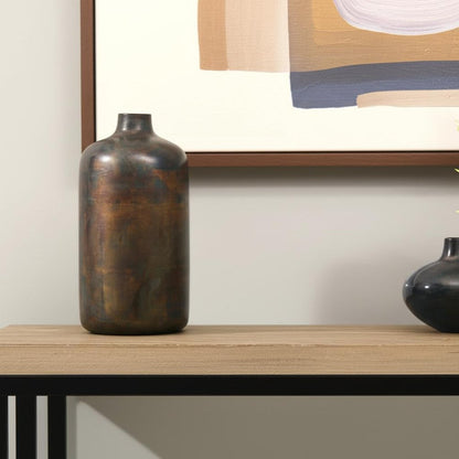 12" Gold Cylinder Metal Table Vase