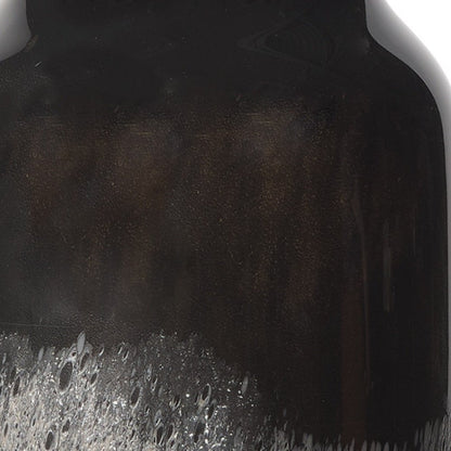 10" Black And Gray Abstract Glass Cylinder Table Vase