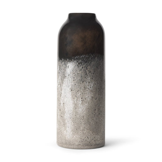 12" Black And Gray Glass Cylinder Table Vase
