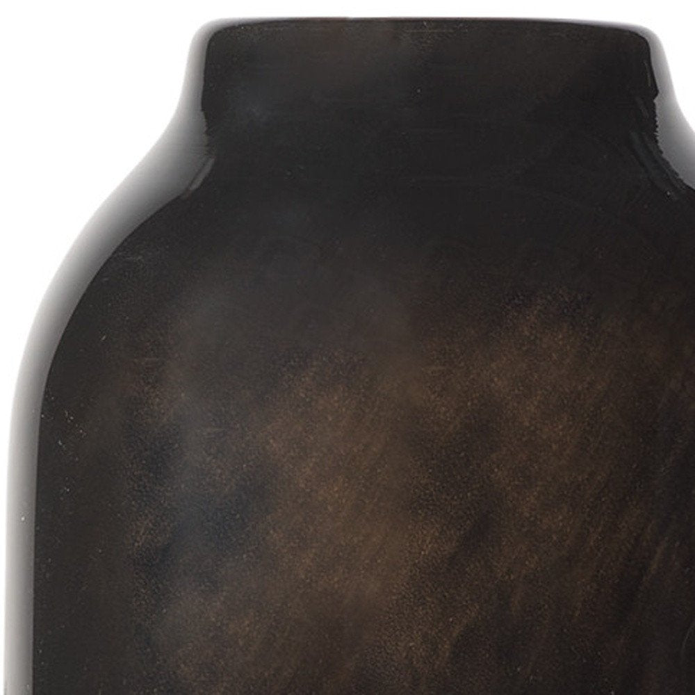 12" Black And Gray Glass Cylinder Table Vase