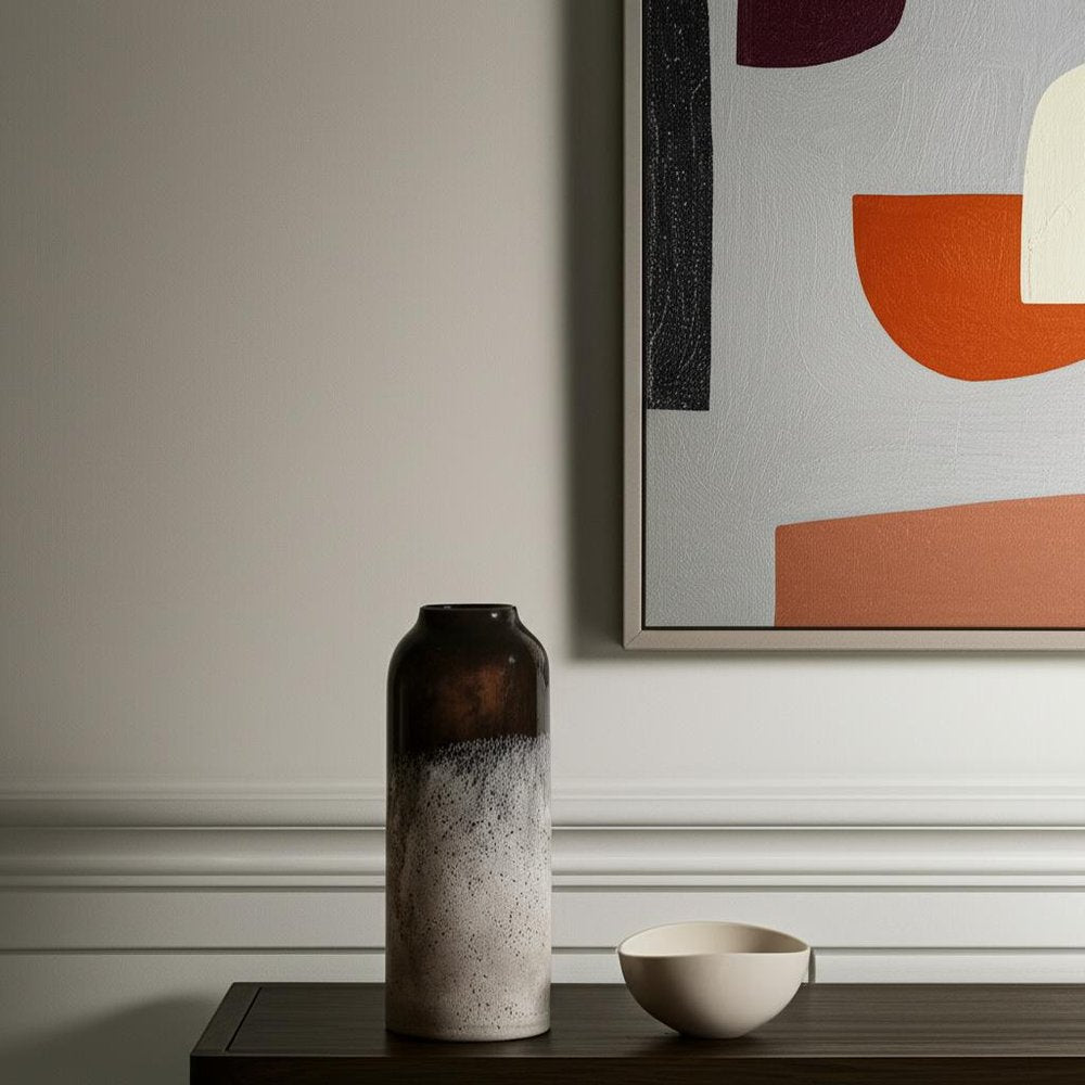 12" Black And Gray Glass Cylinder Table Vase